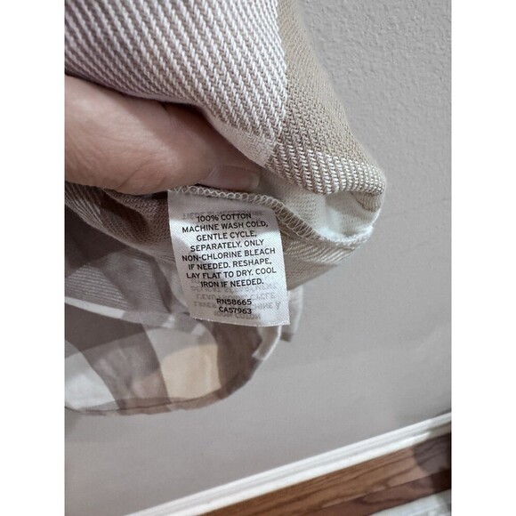 Casalon Beige Brown Flannel Button Up Blouse Medium Buffalo Preppy Rustic NEW - Picture 4 of 5